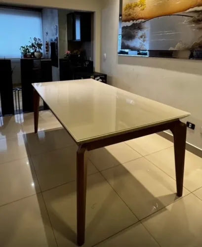 Mesa vidro branco 