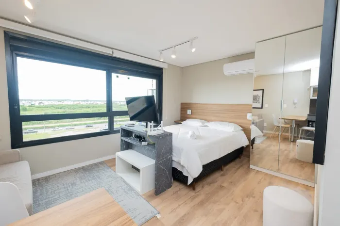 Apartamento mobiliado à venda no Canto, Parque Una - 26m², 1 quarto e vaga de garagem em c