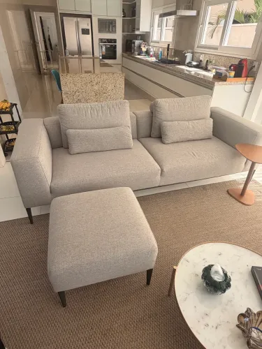 Sofá de linho alto padrão 2.5 metros cinza 