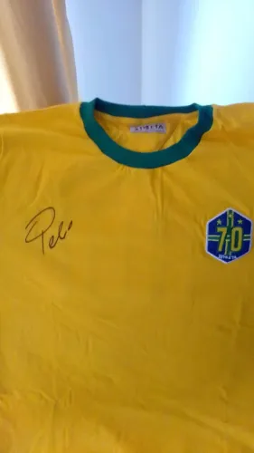 Camisa Seleção Brasileira Autografado Pelé