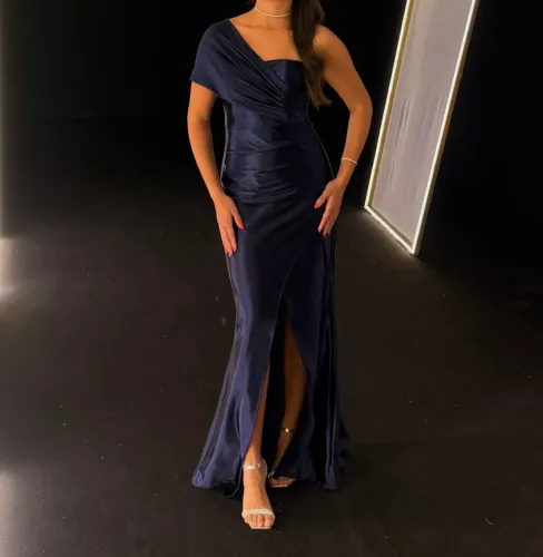 Vestido longo azul marinho de festa - tam U