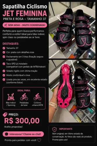 Sapatilha feminina com taco SPD instalado