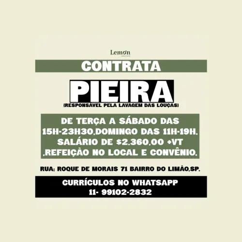 ESTAMOS CONTRATANDO PIEIRA
