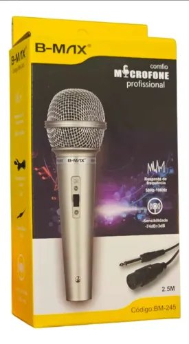 Microfone Profissional com fio 2.5M