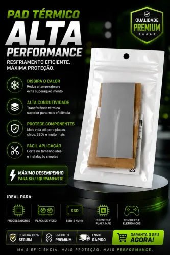Thermalpad 1mm para notebook e placa de vídeo 