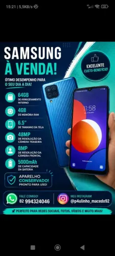 Samsung Galaxy m12 (Aceito cartão)