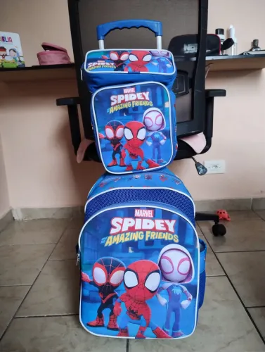 Kit de Mochila de rodinhas infantil menino 