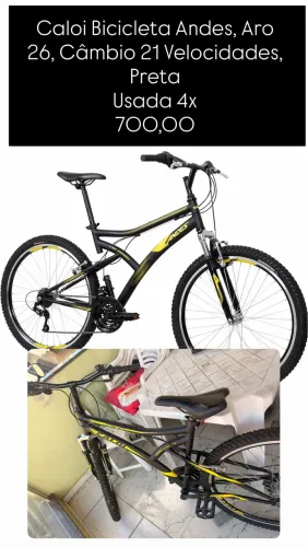 Caloi Bicicleta Andes, Aro 26, Câmbio 21 Velocidades, Preta