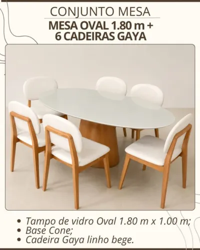 Mesa de Jantar com 6 cadeiras 1.80m