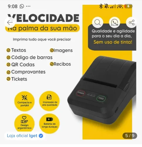 Mini impressora portátil