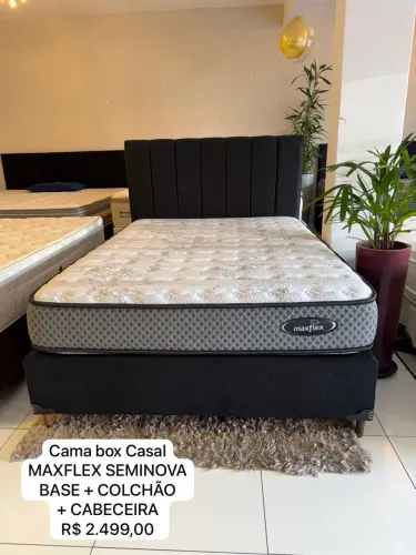 Cama Box Casal MAXFLEX SEMINOVA com CABECEIRA - ENTREGO