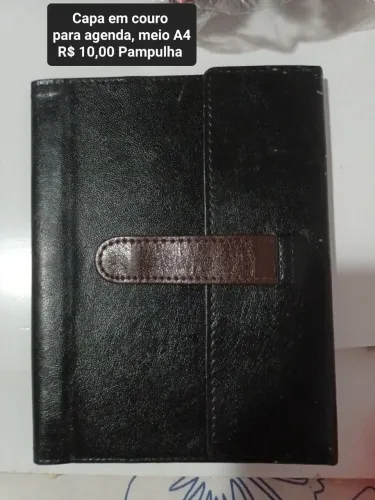 Capa para agenda meio A4 couro preto