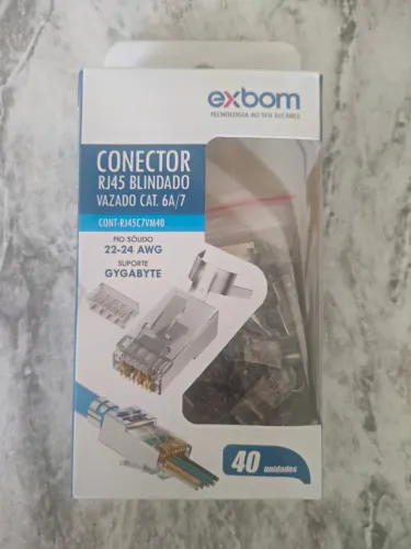 Kit 15 Conectores RJ45 Blindados EZ Crimp Vazado Cat7 Cat6a