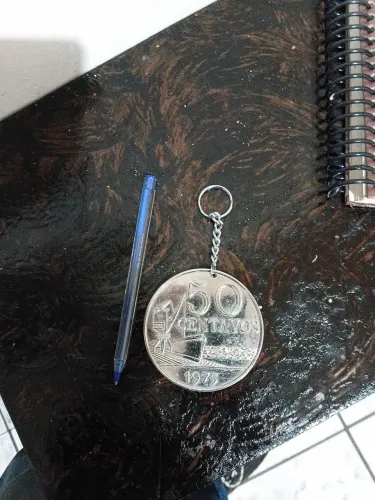 Chaveiro de ITU Moeda de 50 Cetavo de Cruzeiro 1975 de Inox