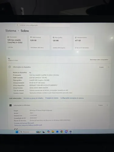 NOTEBOOK DELL Inspiron I15 -i5-1235U - 8gb 512gb w11 preto