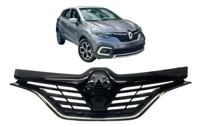Grade Dianteira Renault Captur 2017 A 2022 C/friso Original Preto Brilhante