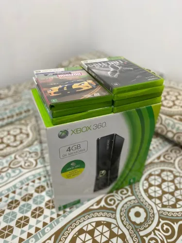 Xbox 360 Slim BLOQUEADO + 7 Jogos originais