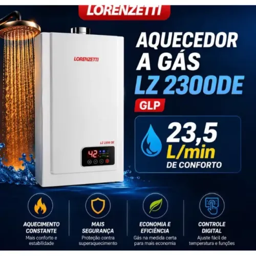 Aquecedor a Gás Lorenzetti LZ 2300DE GLP 23,5L/min