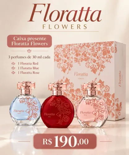 Presente Floratta Flowers 3 perfumes 30ml cada Red Blue Rose novo e lacrado