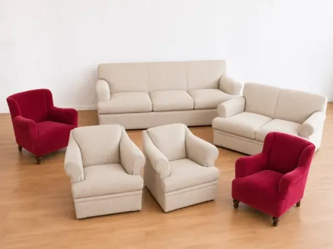 CONJUNTO VINTAGE COMPLETO - SOFÁS + POLTRONAS