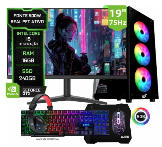 Pc Gamer Completo Intel I5, 16gb Ram, Ssd 240gb, Video 1gb 240