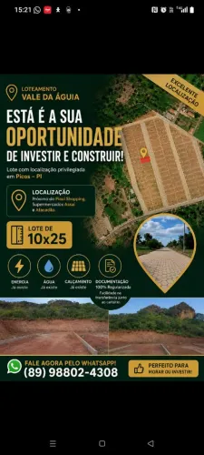 Venda de lote 10x25 - Loteamento Vale da Águia