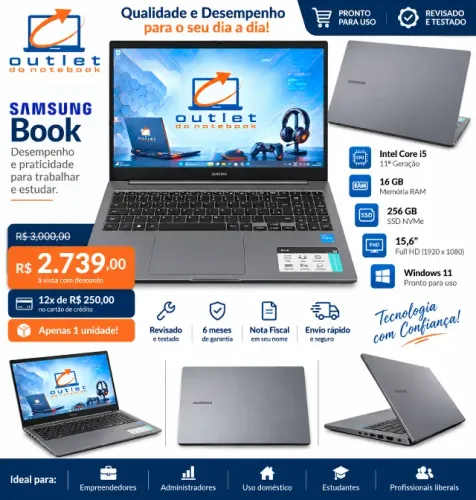Notebook Samsung Book Seminovo para pessoas exigentes! 16GB Uau!