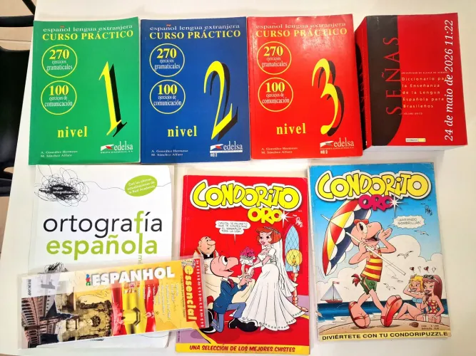 Livros Curso Prático de Espanhol Quadrinhos Dicionario Literatura Classica