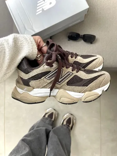 Tênis New Balance 9060 Café Luxo ?Couro legítimo Unissex