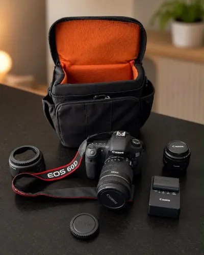 Canon EOS 60D + 2 lentes + bolsa + acessórios, kit completo