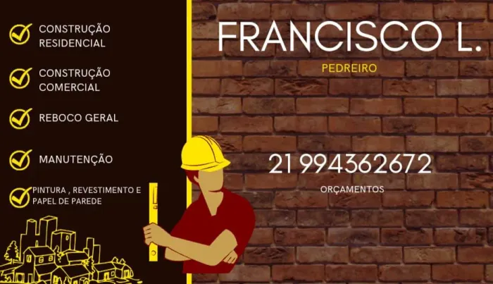 Pedreiro, serviços com qualidade e preço justo. 