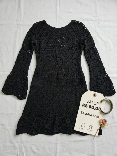 Vestido tricô preto tamanho M