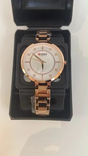 Relógio Feminino Curren Blanche Rosé Gold com Pedras - Novo na Caixa