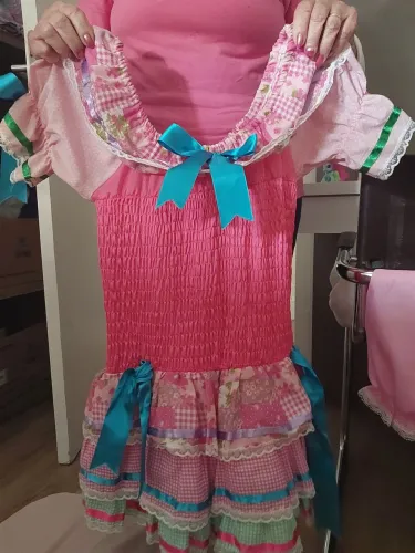 Vestido infantil festa junina com bermudinha