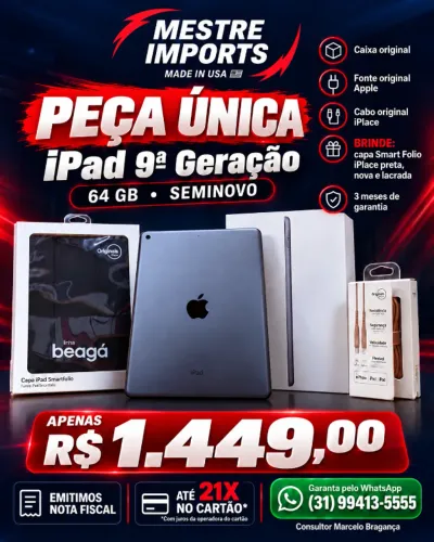 iPad 9ª Geração 64 GB seminovo com caixa e capa nova