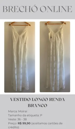 Vestido Longo Renda Branco Novo com Etiqueta