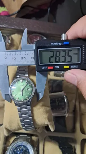 relógio mido ocean star automático vintage mostrador verde raro swiss made