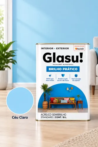 Tinta Glassu - Céu Branco. Acrílico Semi Brilho Lavavel. Cont. 18L. 4 unidades disponíveis