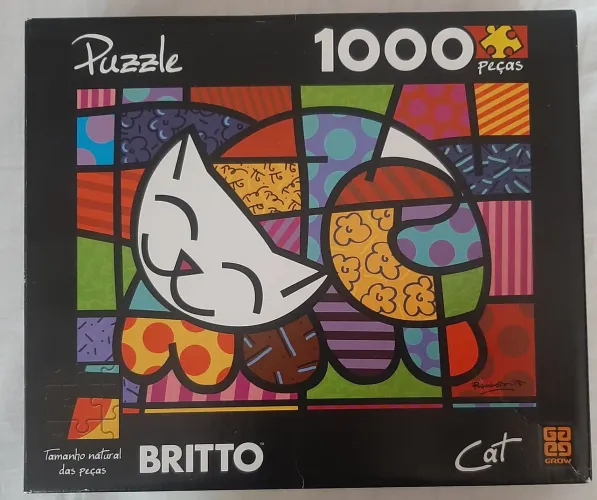 Quebra Cabeça Romero Britto Cat 1008 peças da Grow