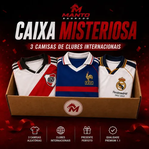 Caixa Misteriosa Futebol Kit 3 Camisas Internacionais