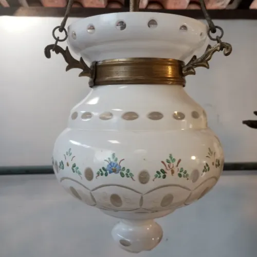 Lustre Lanterna em Cristal Overlay Pintado a Mão