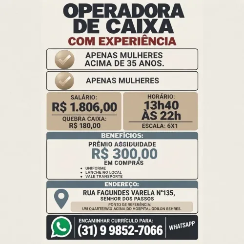 VAGA - OPERADORA DE CAIXA