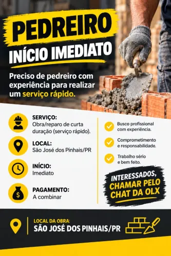 PEDREIRO ? INÍCIO IMEDIATO