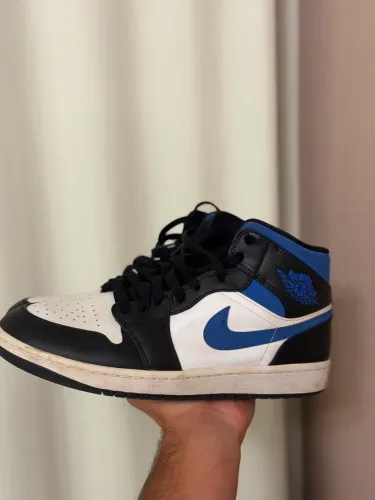 air jordan 1 mid white/racer blue-black blanc/noir/bleu coureur