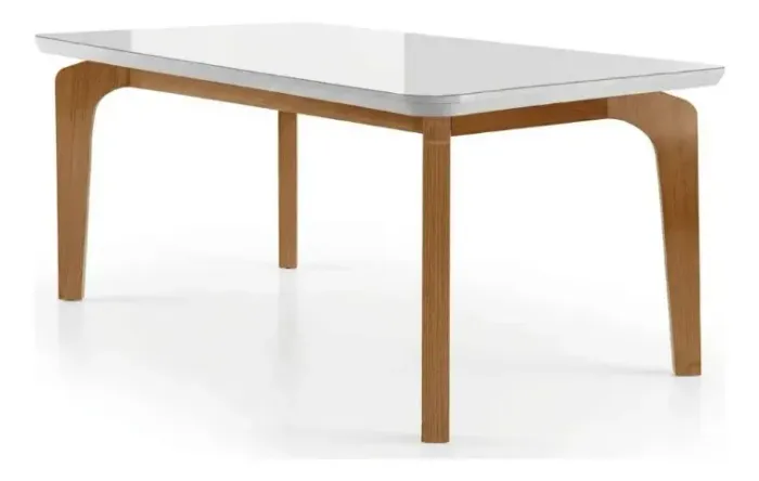 Mesa Jantar Londrina+t.vidro Mad 180cm Imbuia