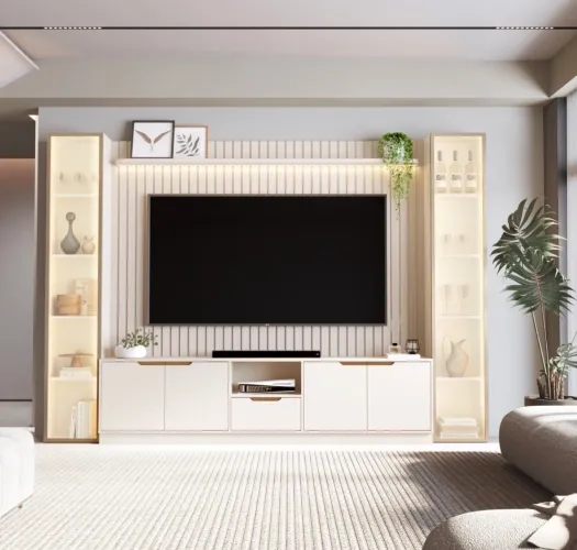 Rack com Painel Ripado 230cm Oásis com LED p76
