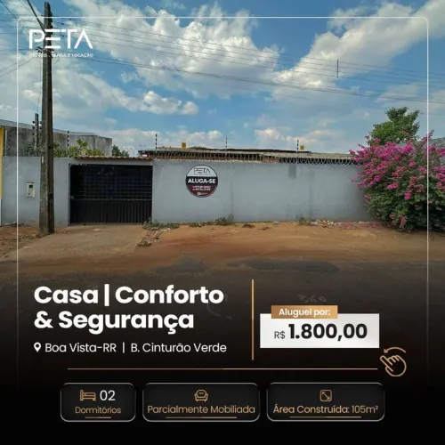 Casa mobiliada com 2 dormitórios para alugar, 105 m² por R$ 1.800/mês - Cinturão Verde - B