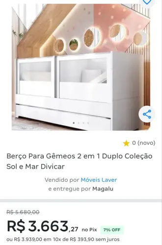 Berço Para Gêmeos 2 em 1 Duplo com cama auxiliar