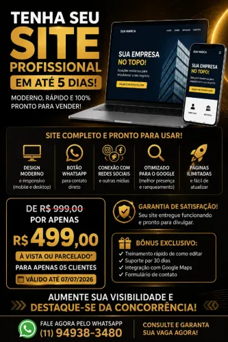 SEU SITE PROFISSIONAL POR APENAS R$499 | PRONTO EM ATÉ 5 DIAS!