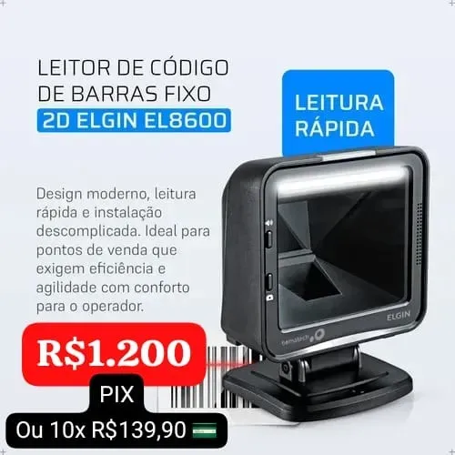 LEITOR COD BARRA FIXO 2D ELGIN BEMATECH EL8600 TRABALHAMOS COM ATACADO FAÇA SEU CADASTRO